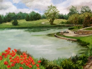Arboretum II, acrylic, 17" x 20"